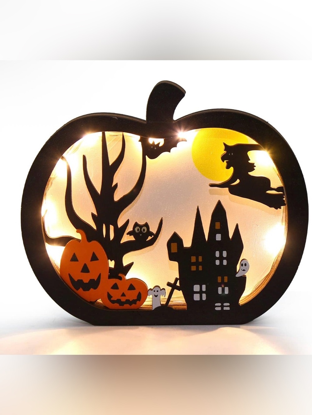 NWT Halloween Wooden Table Sign,Light Up Pumpkin Table Centerpiece